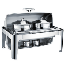 CHAFING DISH WITH 180° ROLL TOP LID FOR 2 SOUP BOWLS